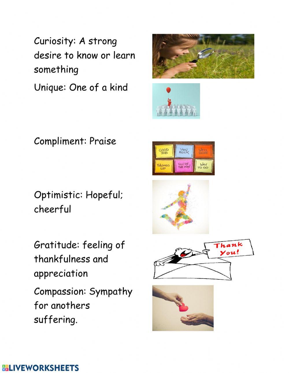 Selfesteem Vocabulary