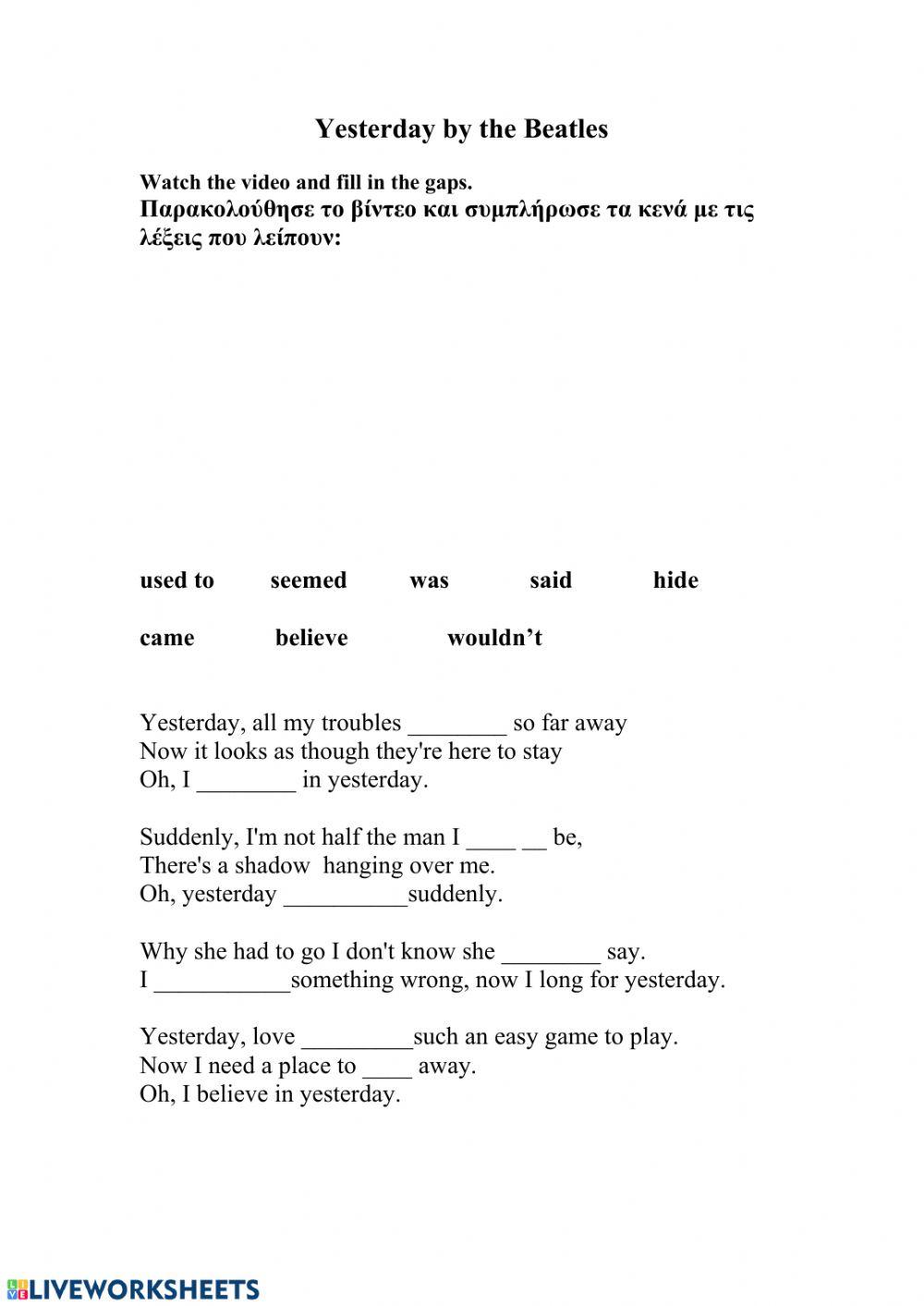 Yesterday by the Beatles