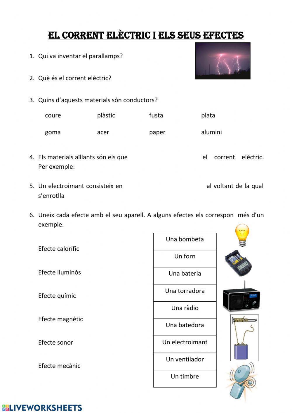 El corrent elèctric i els seus efectes