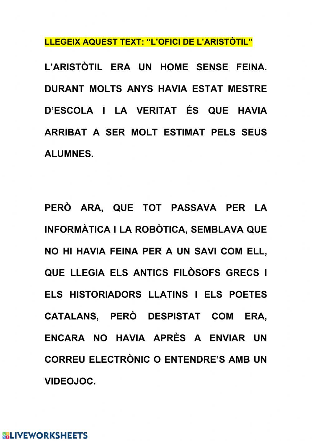 L'ofici d'aristòtil