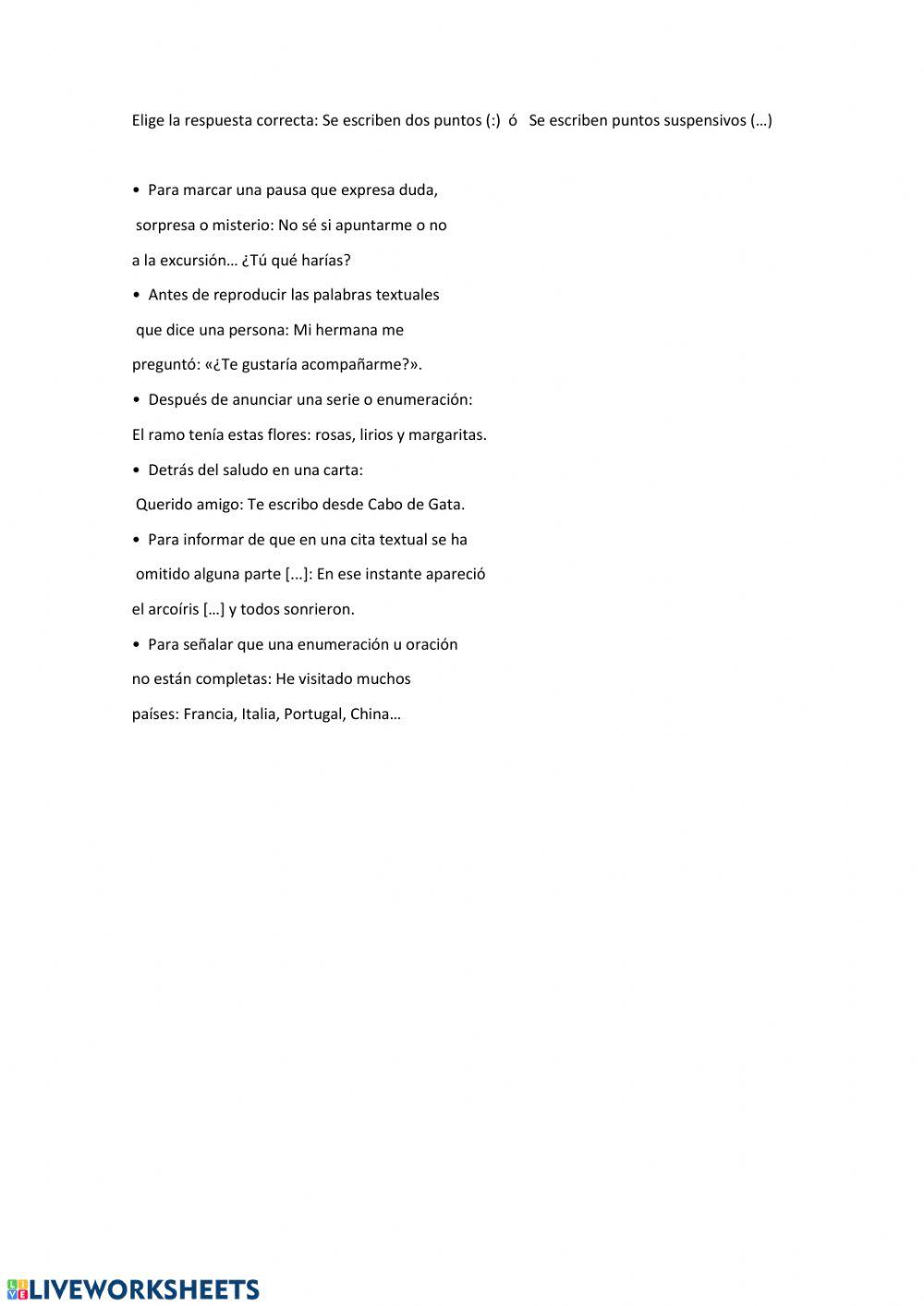 Dos puntos, puntos suspensivos.