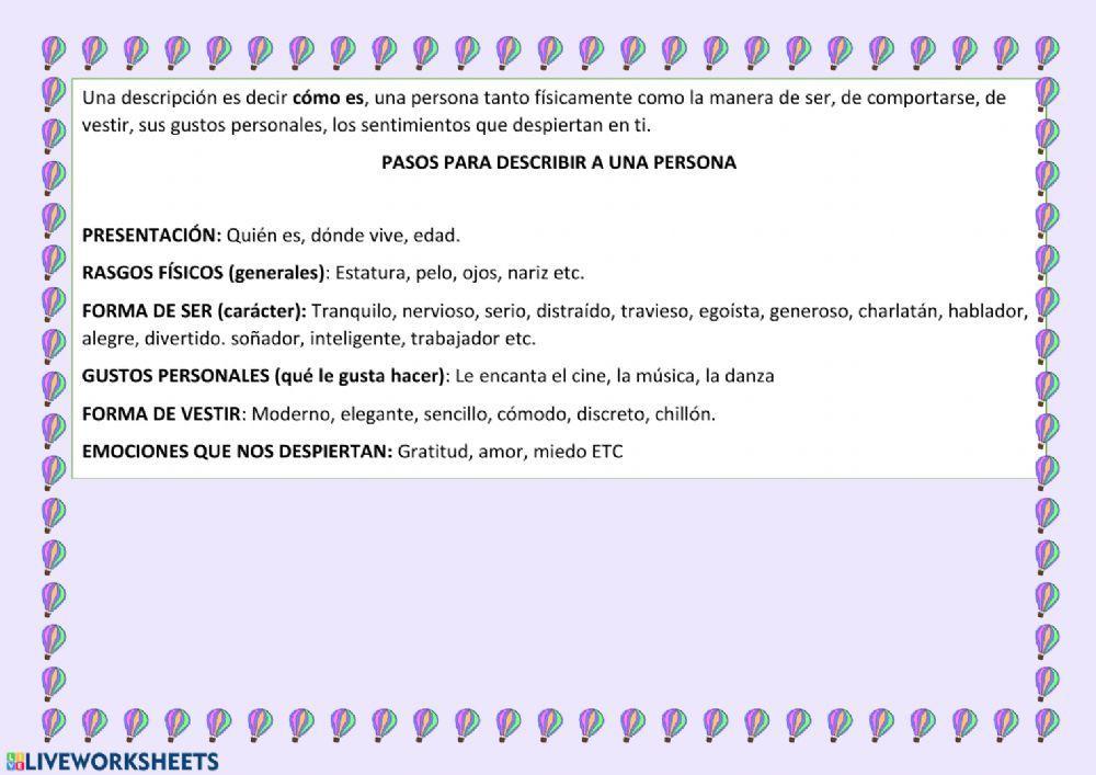 Descripción de una persona