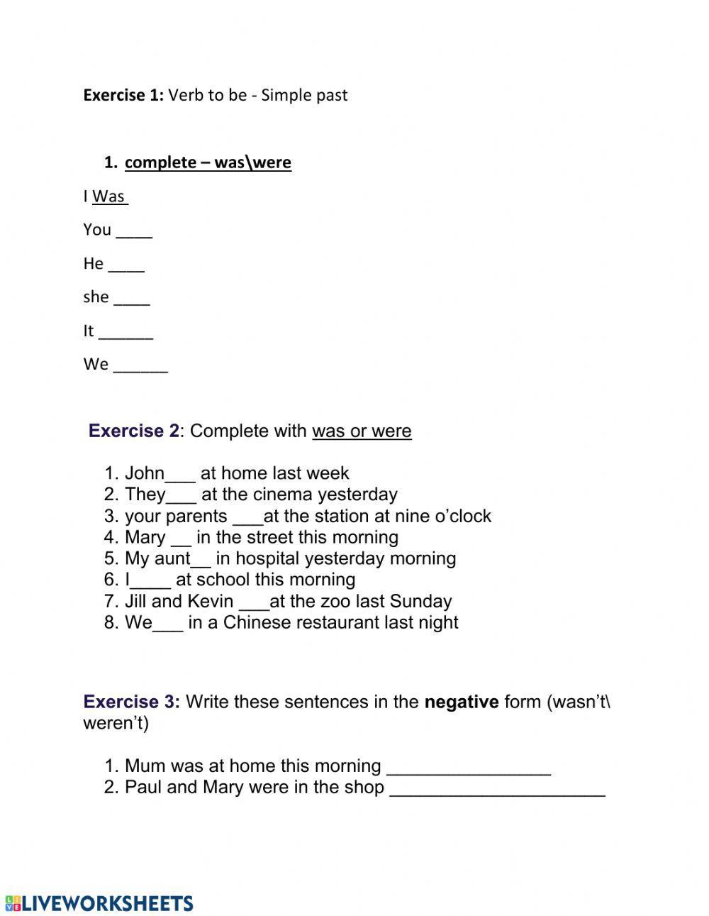 Were was to be (past)