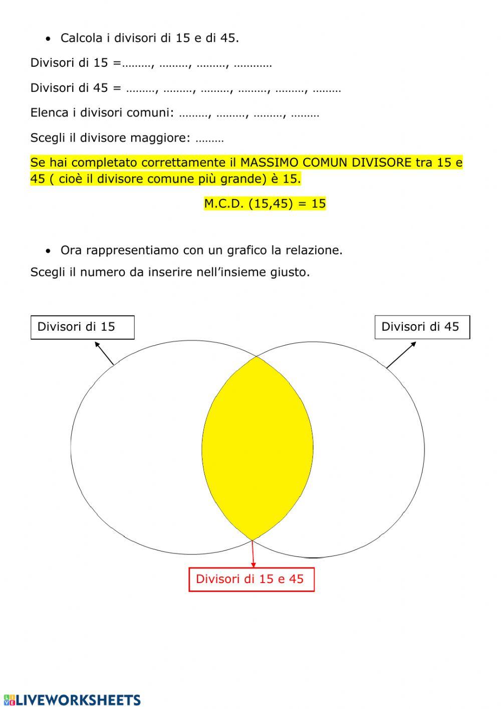 Relazioni tra numeri (I divisori)