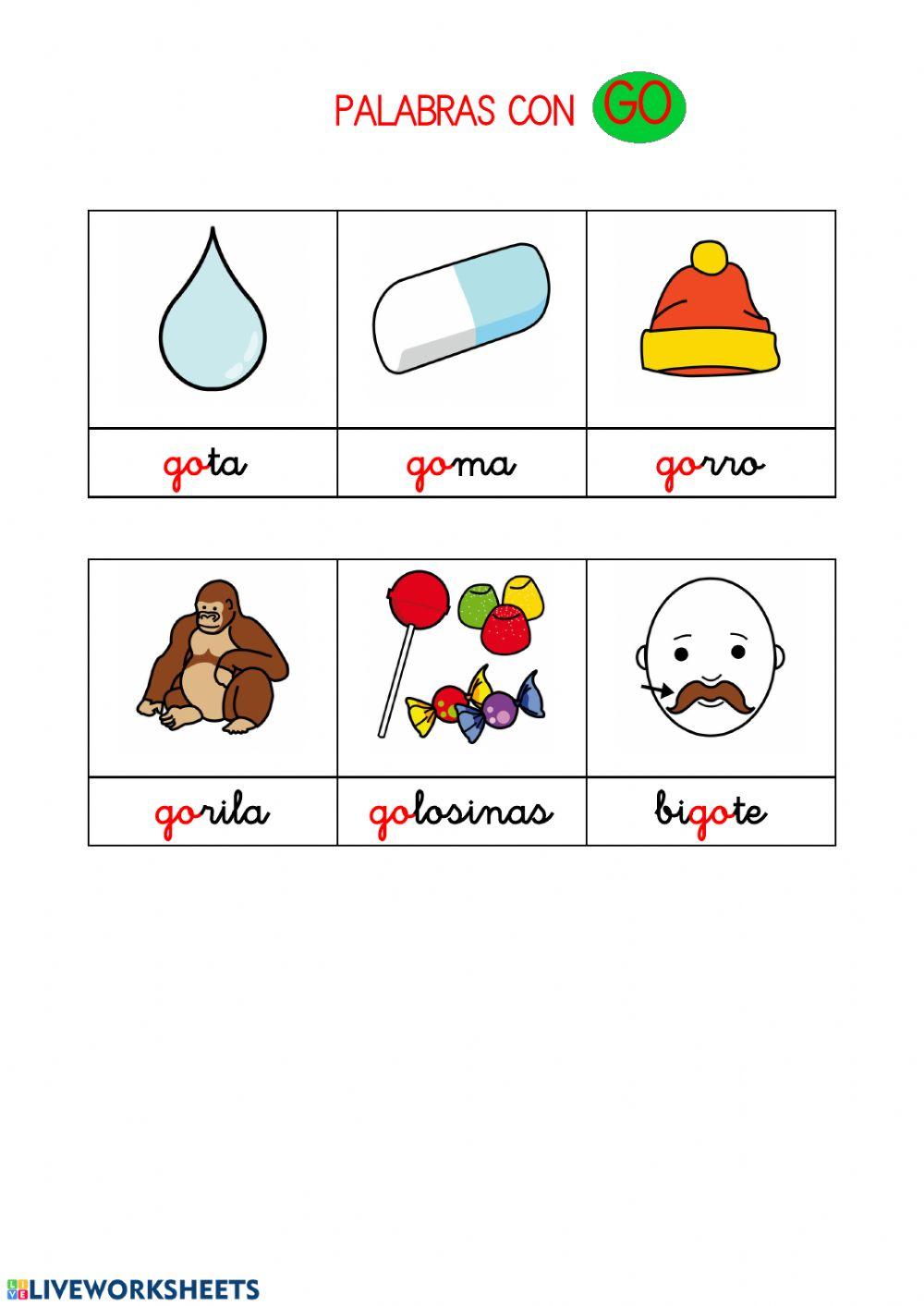 Palabras con G activity | Live Worksheets