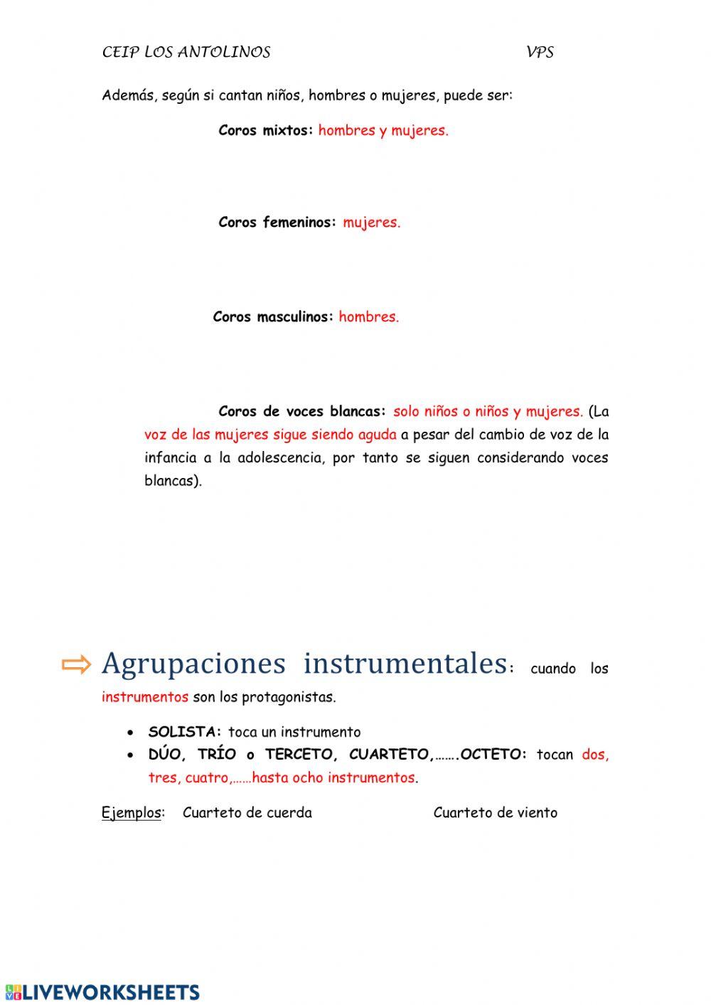 4º Agrupaciones vocales e instrumentales