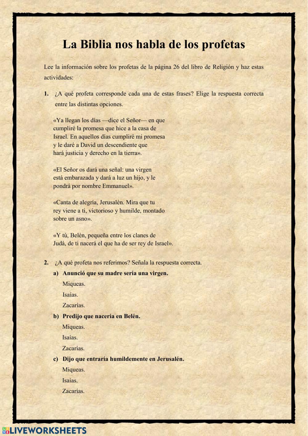 La Biblia nos habla de los profetas 6º