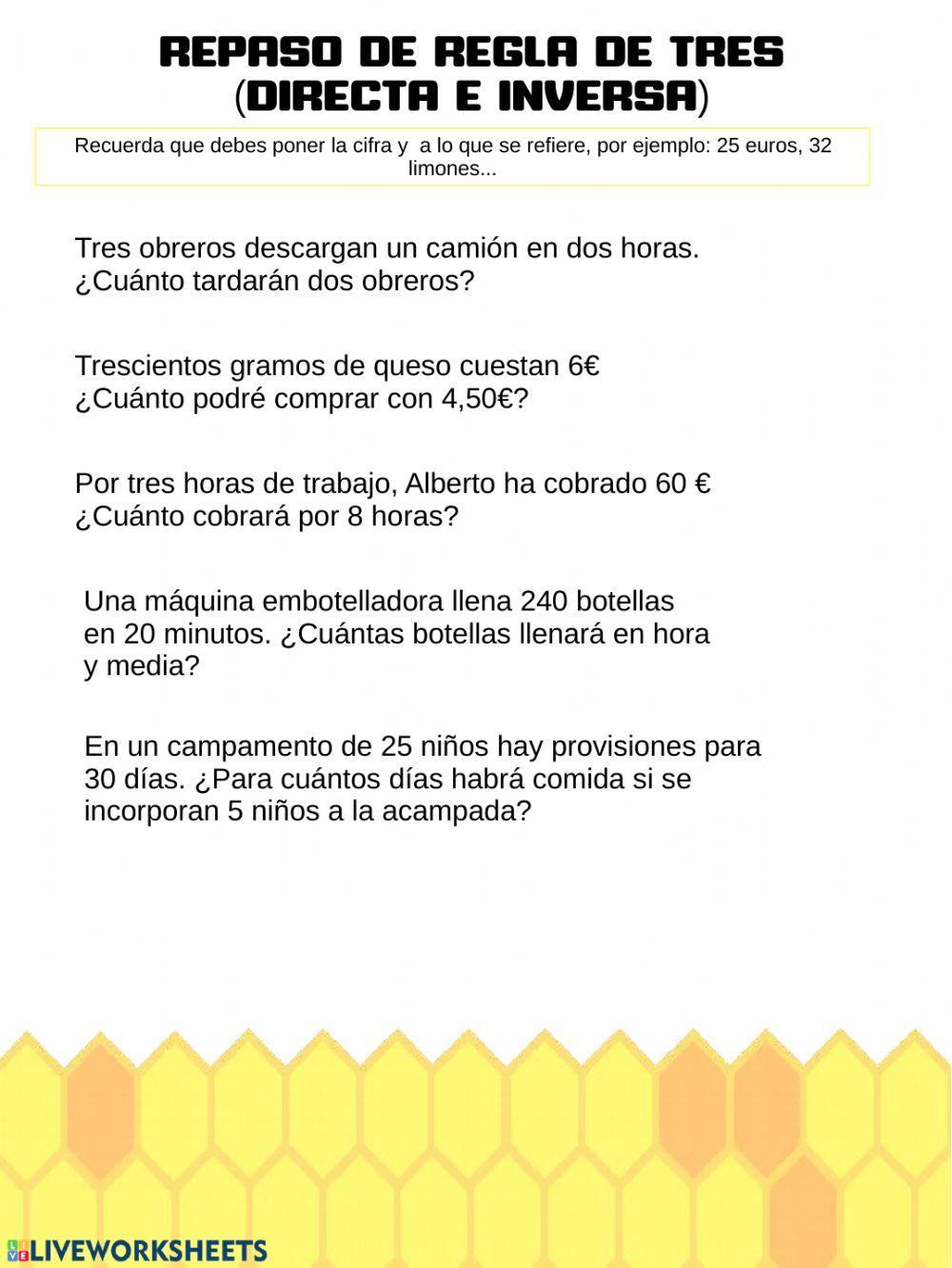 Porcentajes y regla de tres