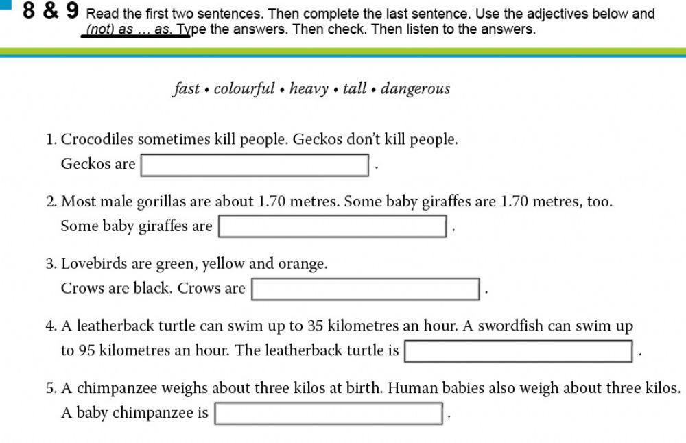 Comparative adjectives - not as...as