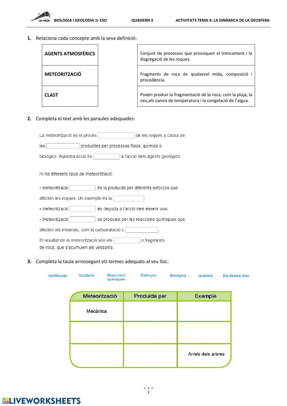 LA DINÀMICA DE LA GEOSFERA 1r ESO