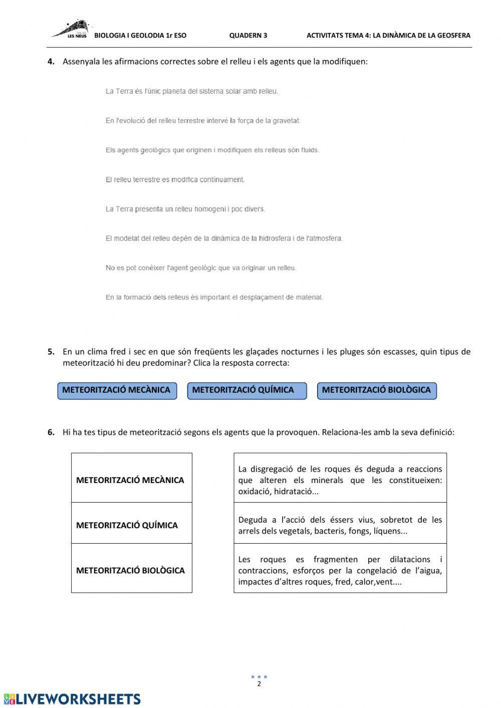 LA DINÀMICA DE LA GEOSFERA 1r ESO