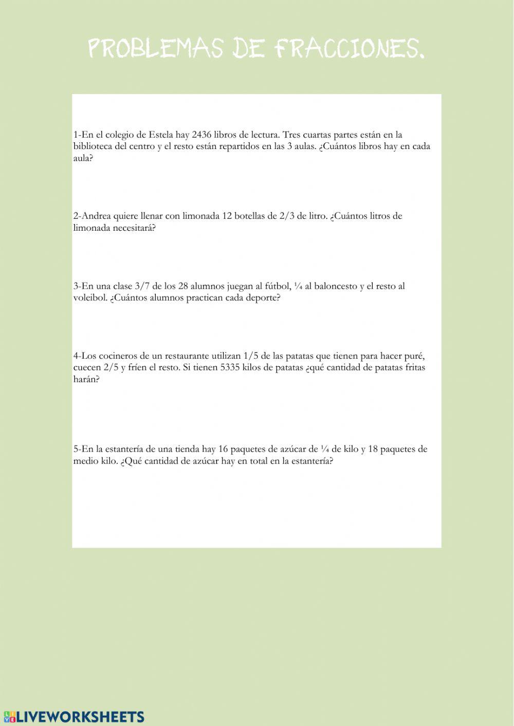 Problemas fracciones