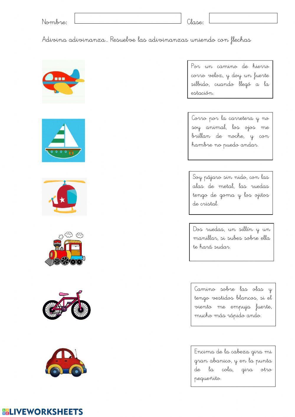 Adivinanzas de los transportes