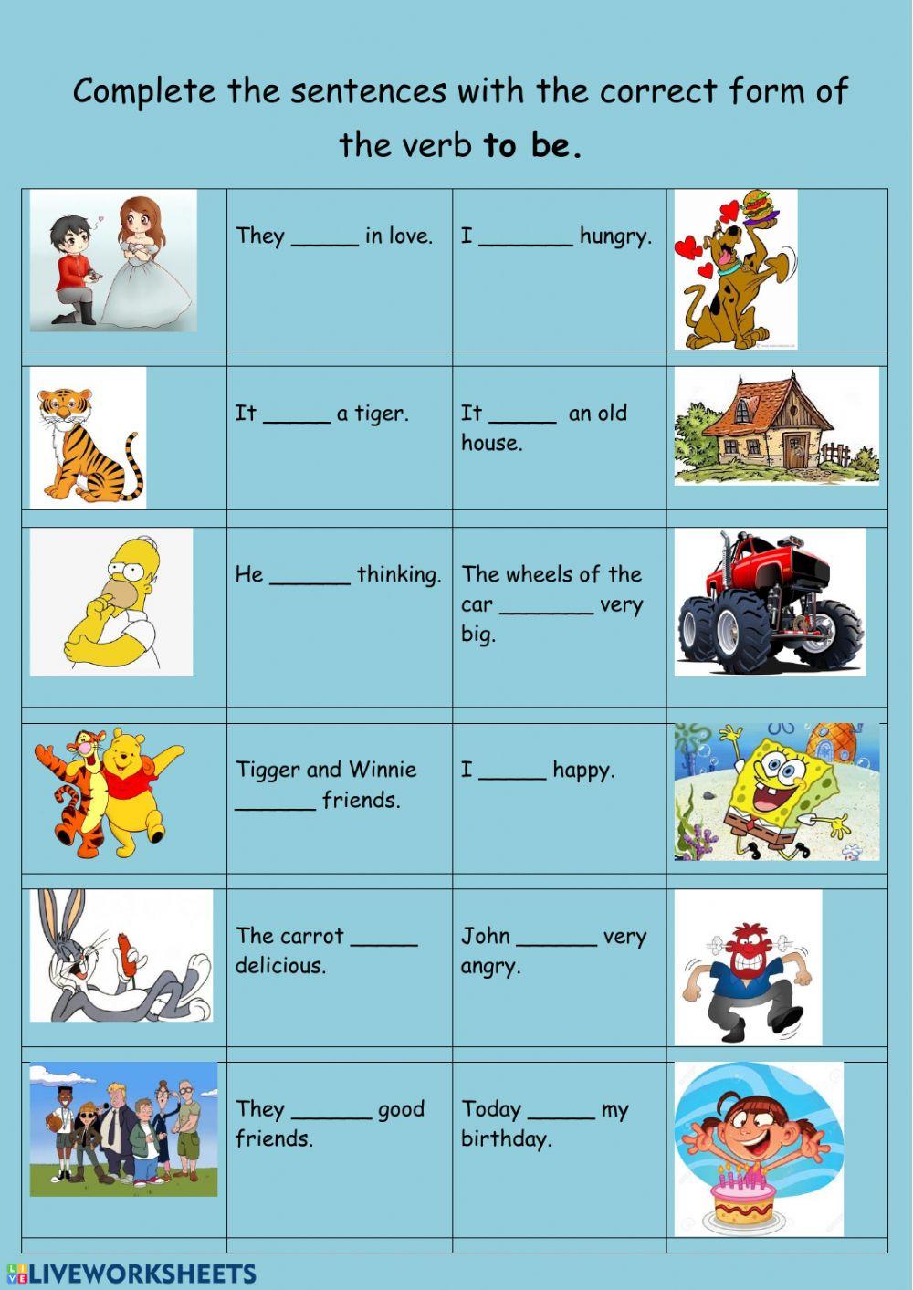 Complete the sentences with the correct form of the verb to be