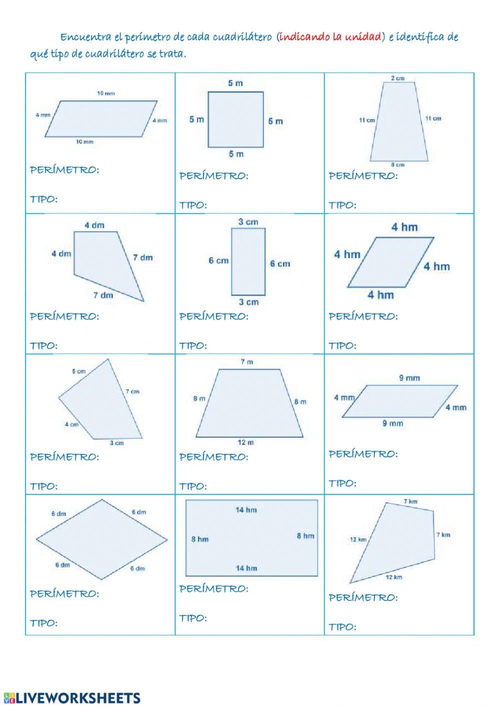 Cuadriláteros y perímetros
