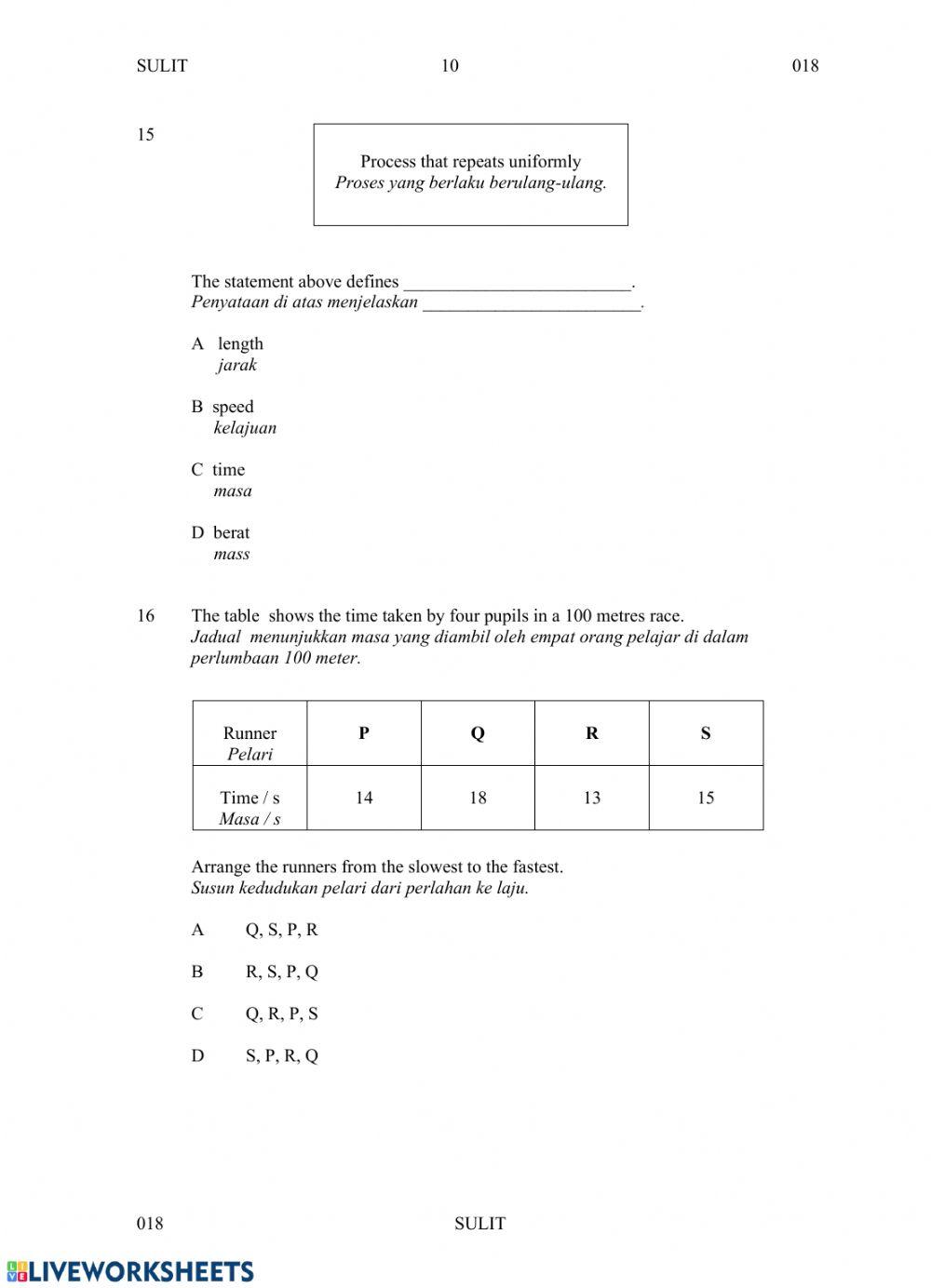 Ulangkaji sains tahun 5