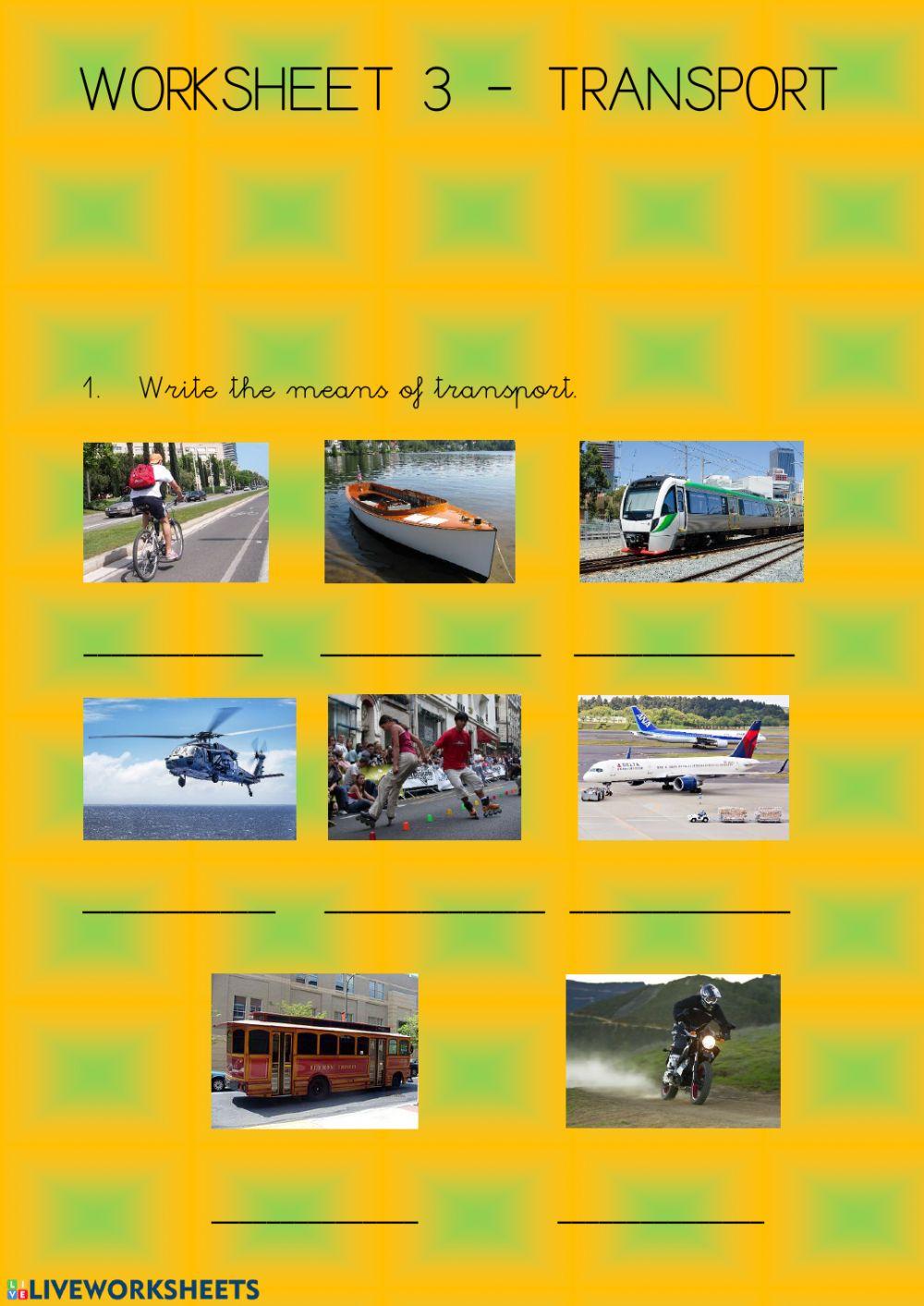 4º - Unit 3 - Worksheet 3 Transport