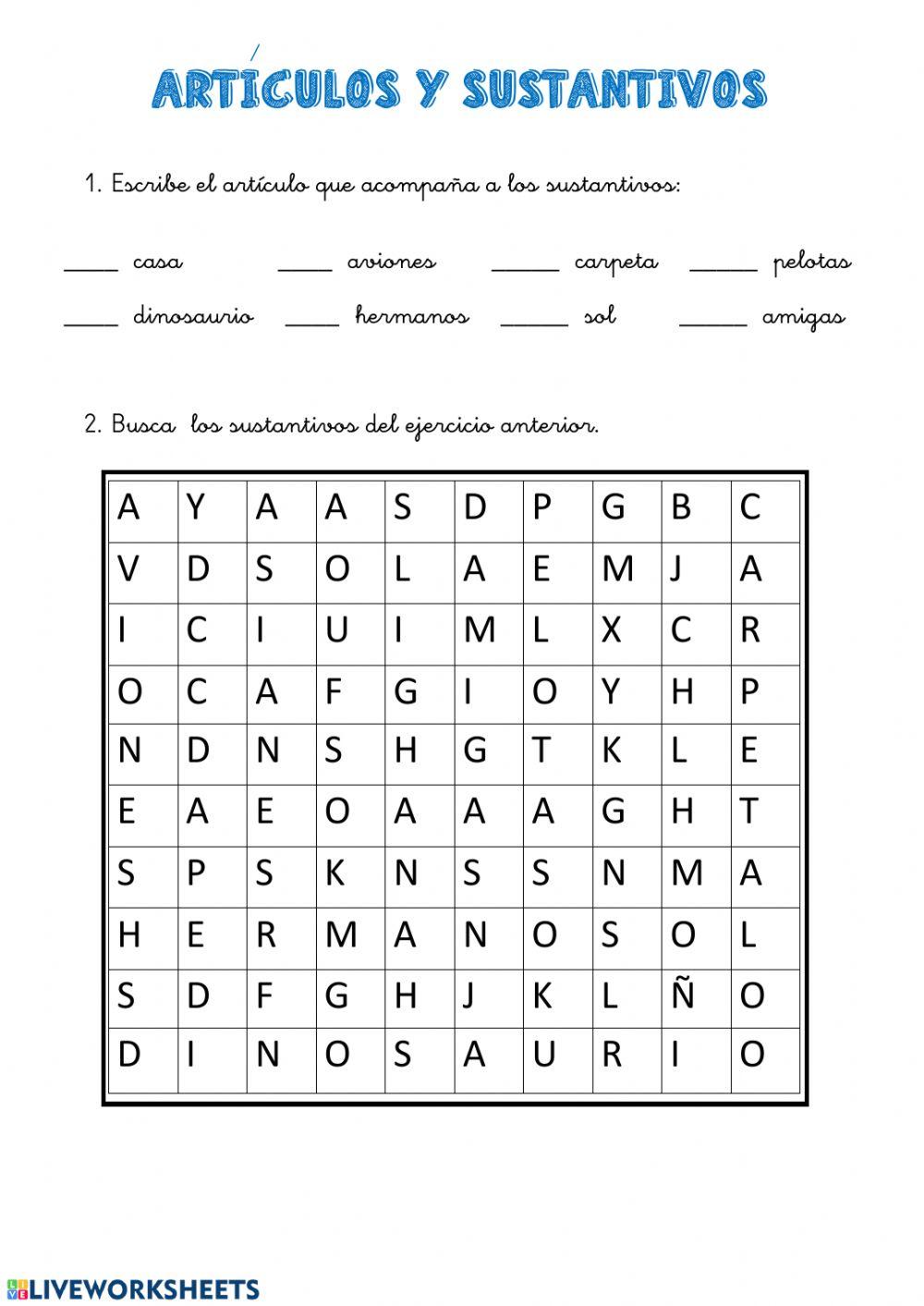 Artículos y sustantivos Artículos y sustantivos