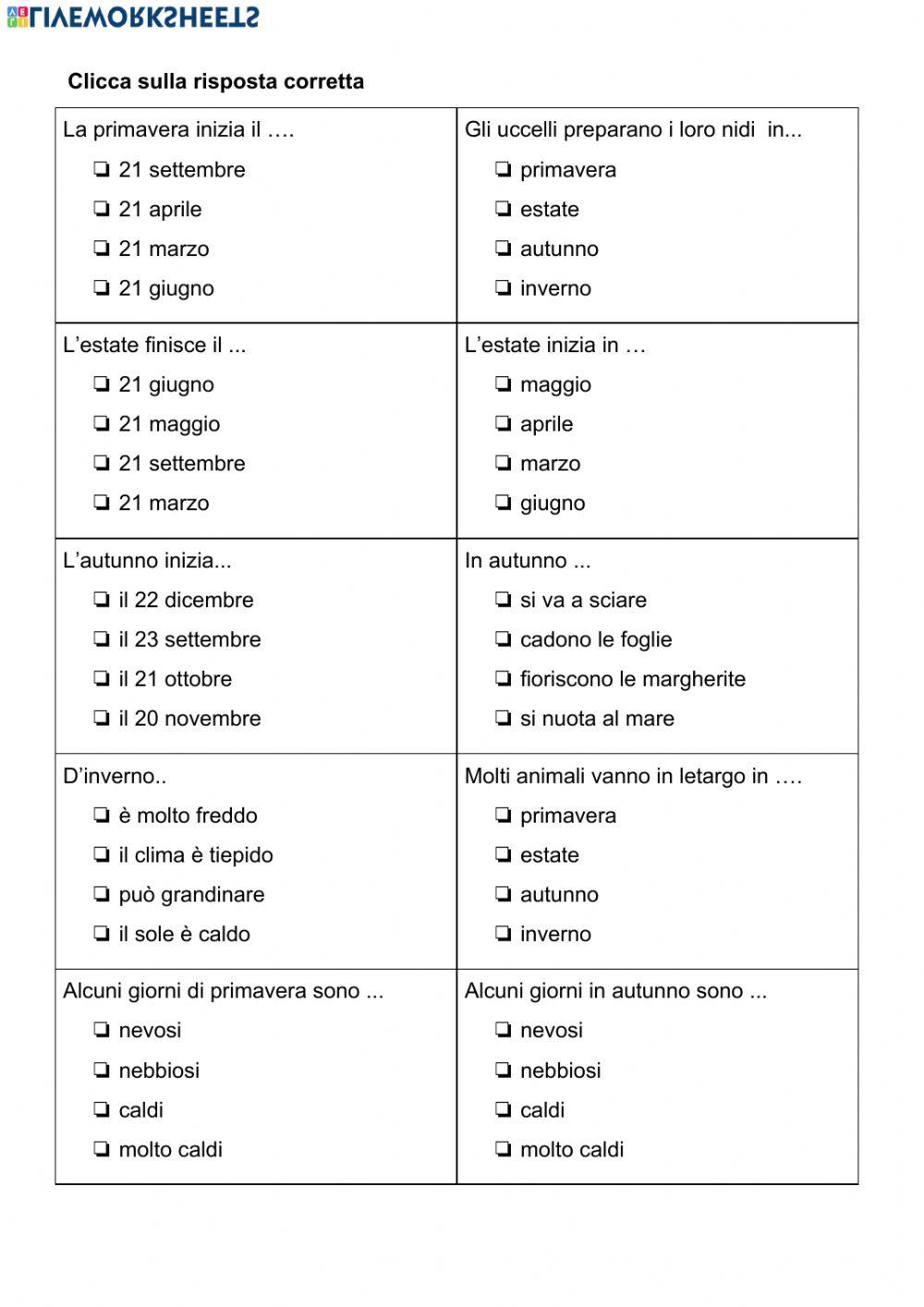 Conoscere il tempo: le stagioni