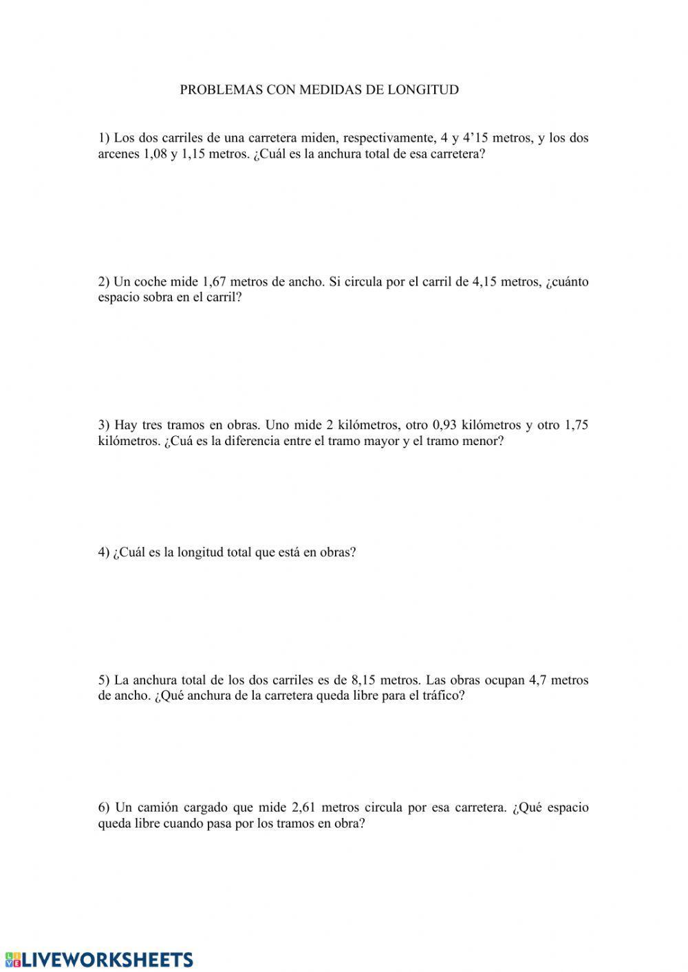 Problemas con Medidas de longitud