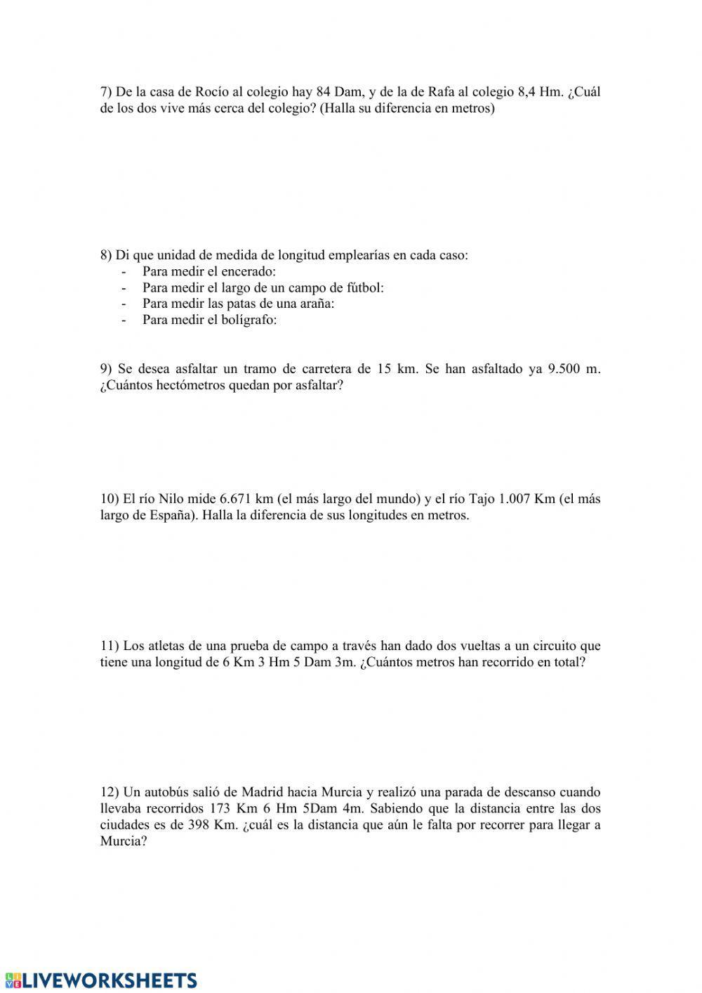 Problemas con Medidas de longitud