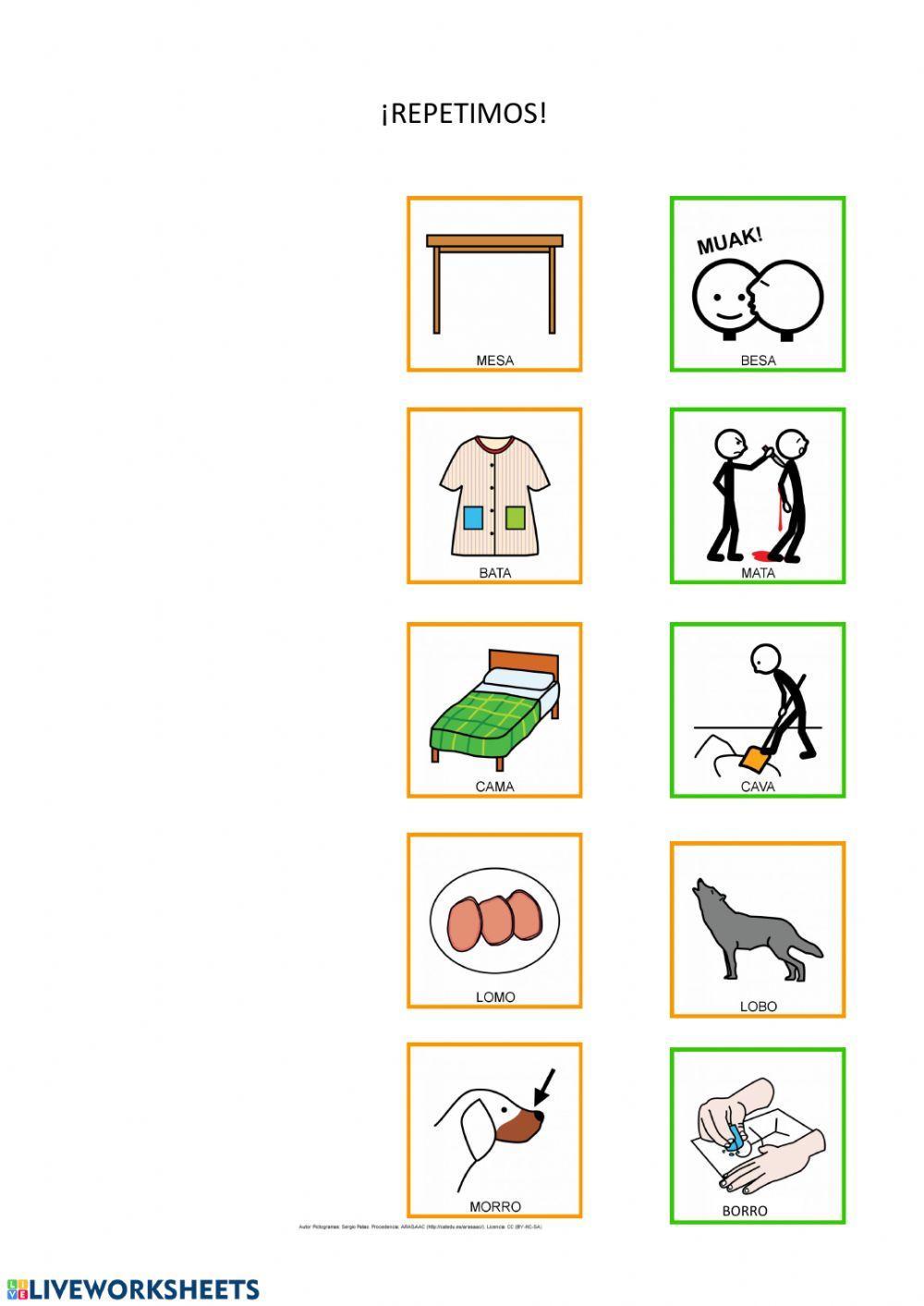 Discriminación auditiva. Pares mínimos b-m