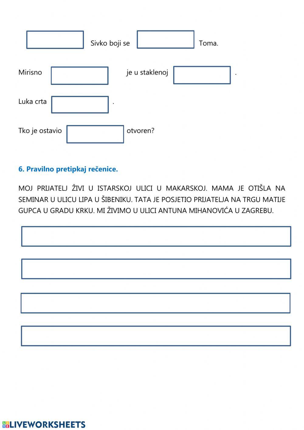 Ispit - Imenice, veliko slovo, č, ć, -ije, -je