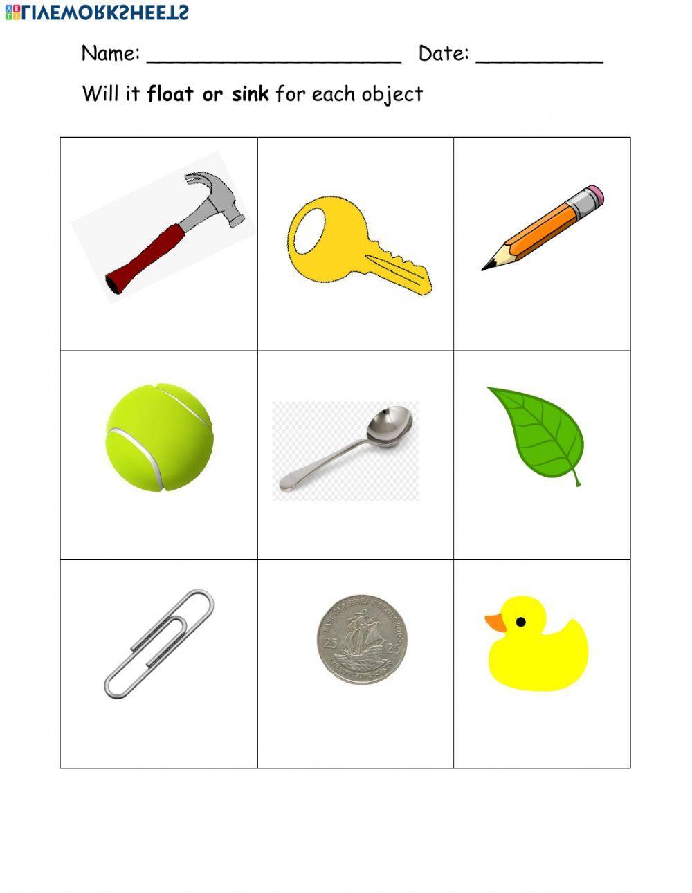 Lesson What Objects SINK OR FLOAT? Worksheet Live, 43 OFF