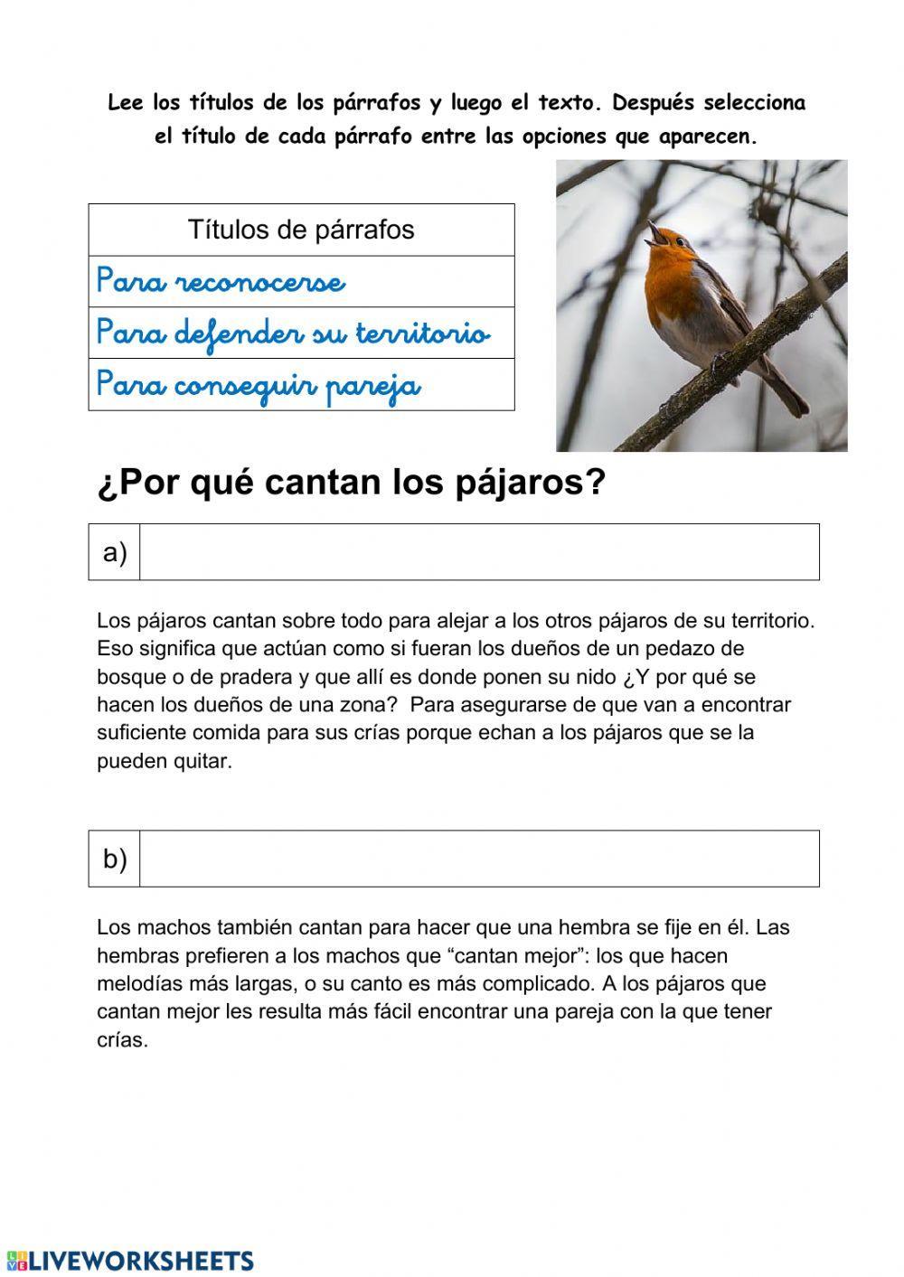 Por qué cantan los pájaros Por qué cantan los pájaros