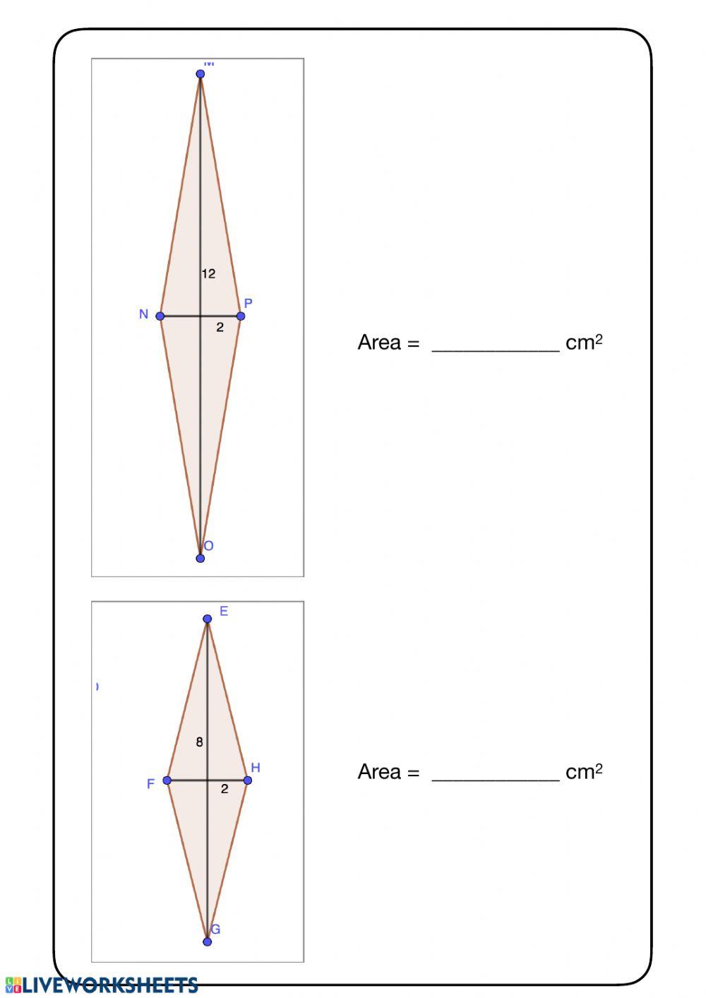 Area rombo - formule dirette