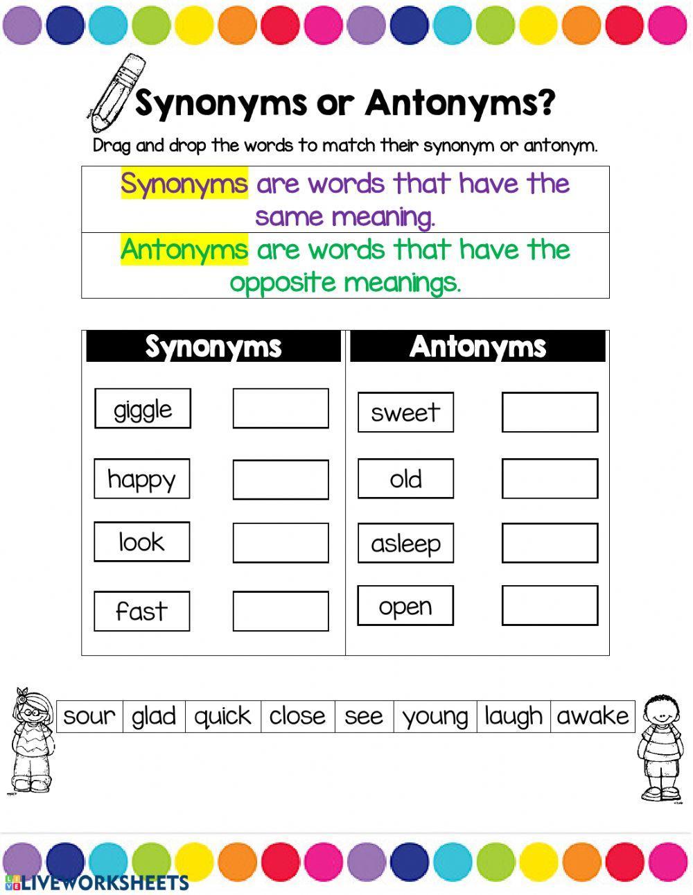 synonyms or antonyms