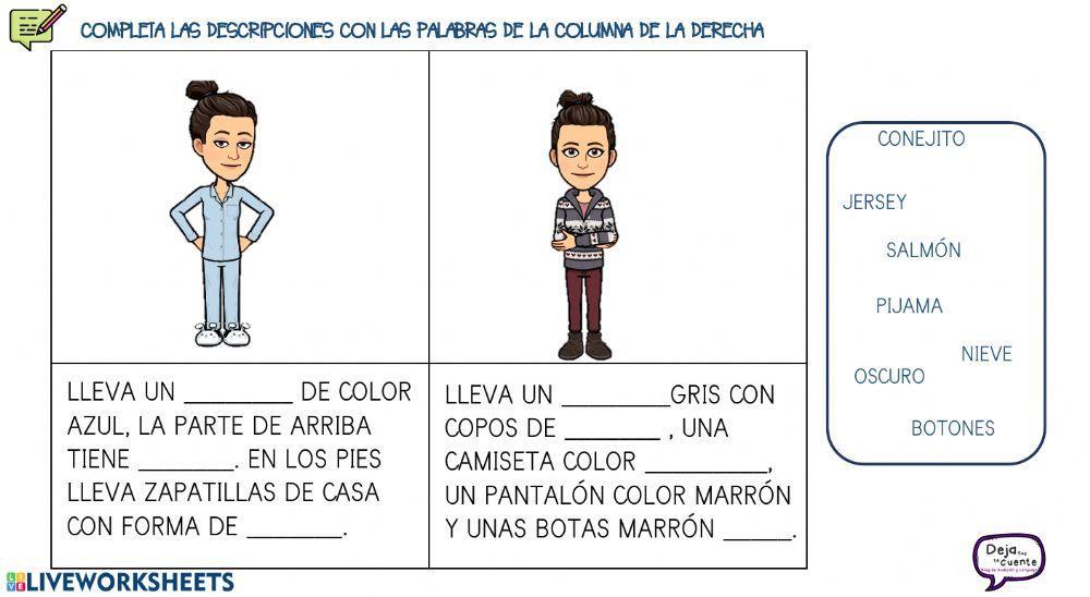 Descripciones prendas de vestir