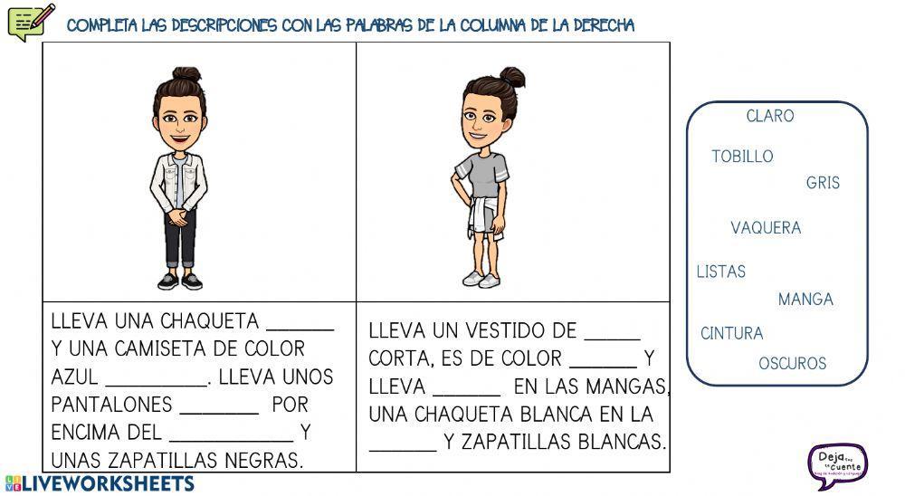 Descripciones prendas de vestir