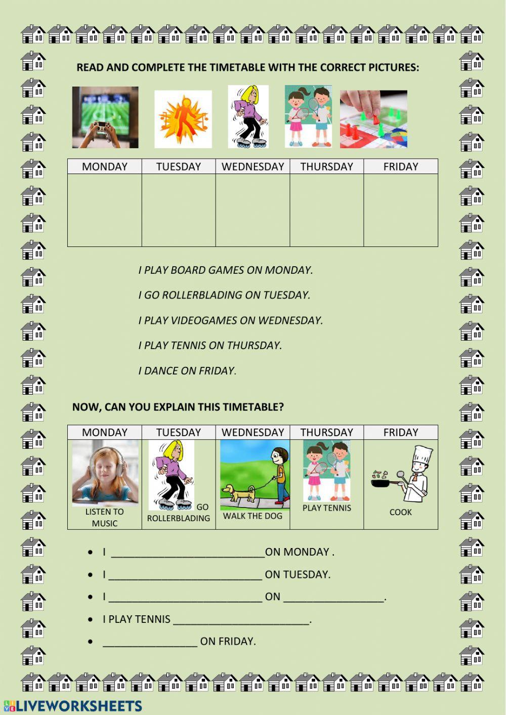 Confinement timetable