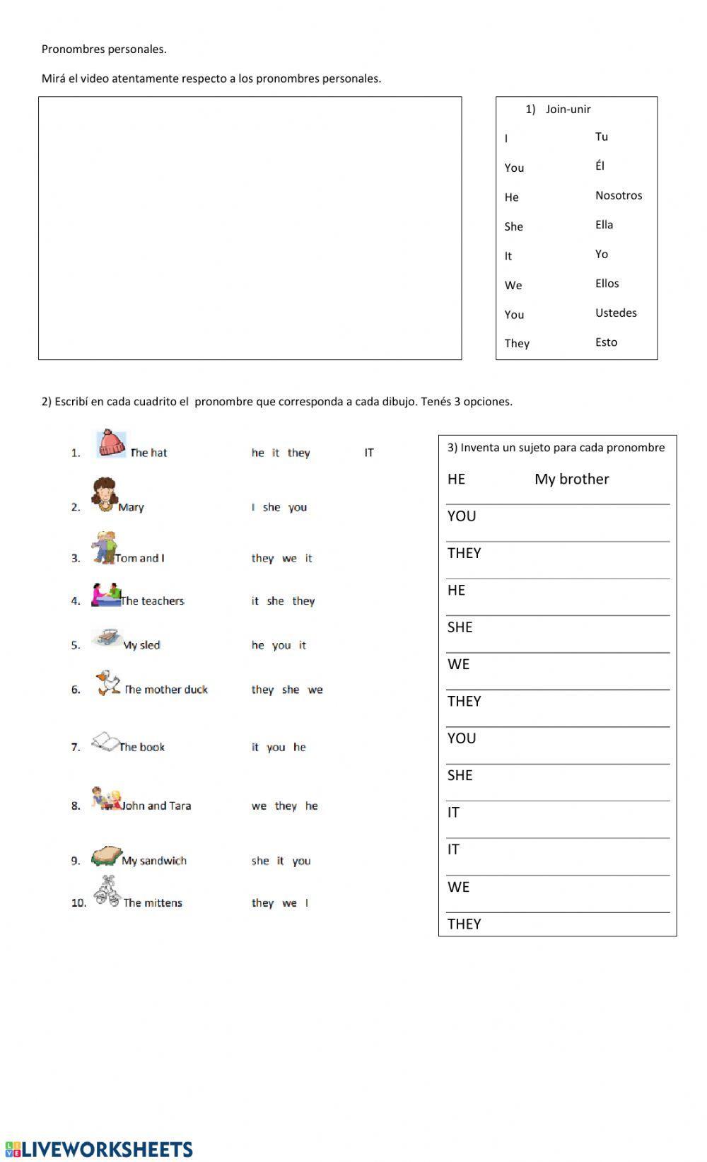 PRONOMBRES - verbo TO BE compartido