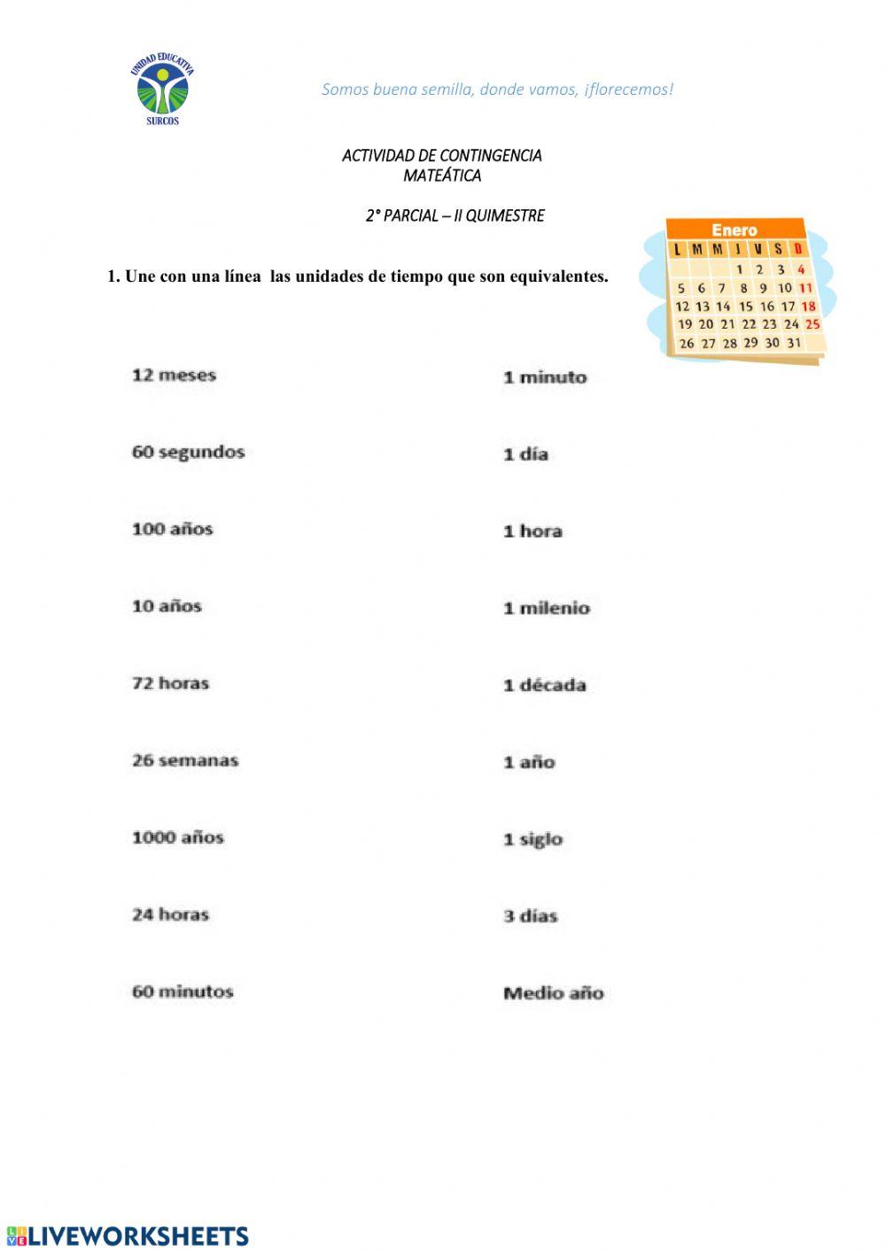 Equivalencias de tiempo