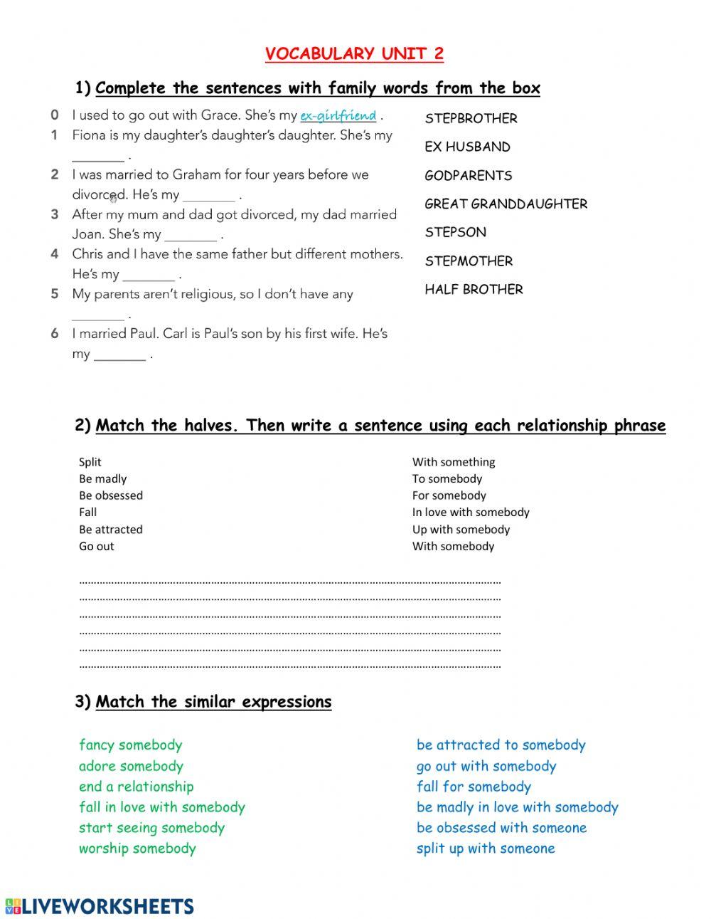 Vocabulary about family and love Vocabulary about family and love
