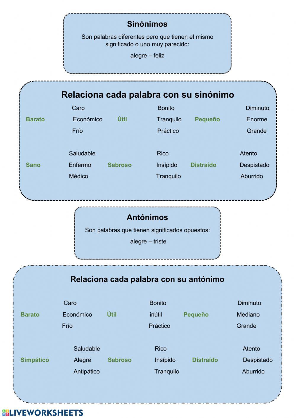 Sinónimos y antónimos