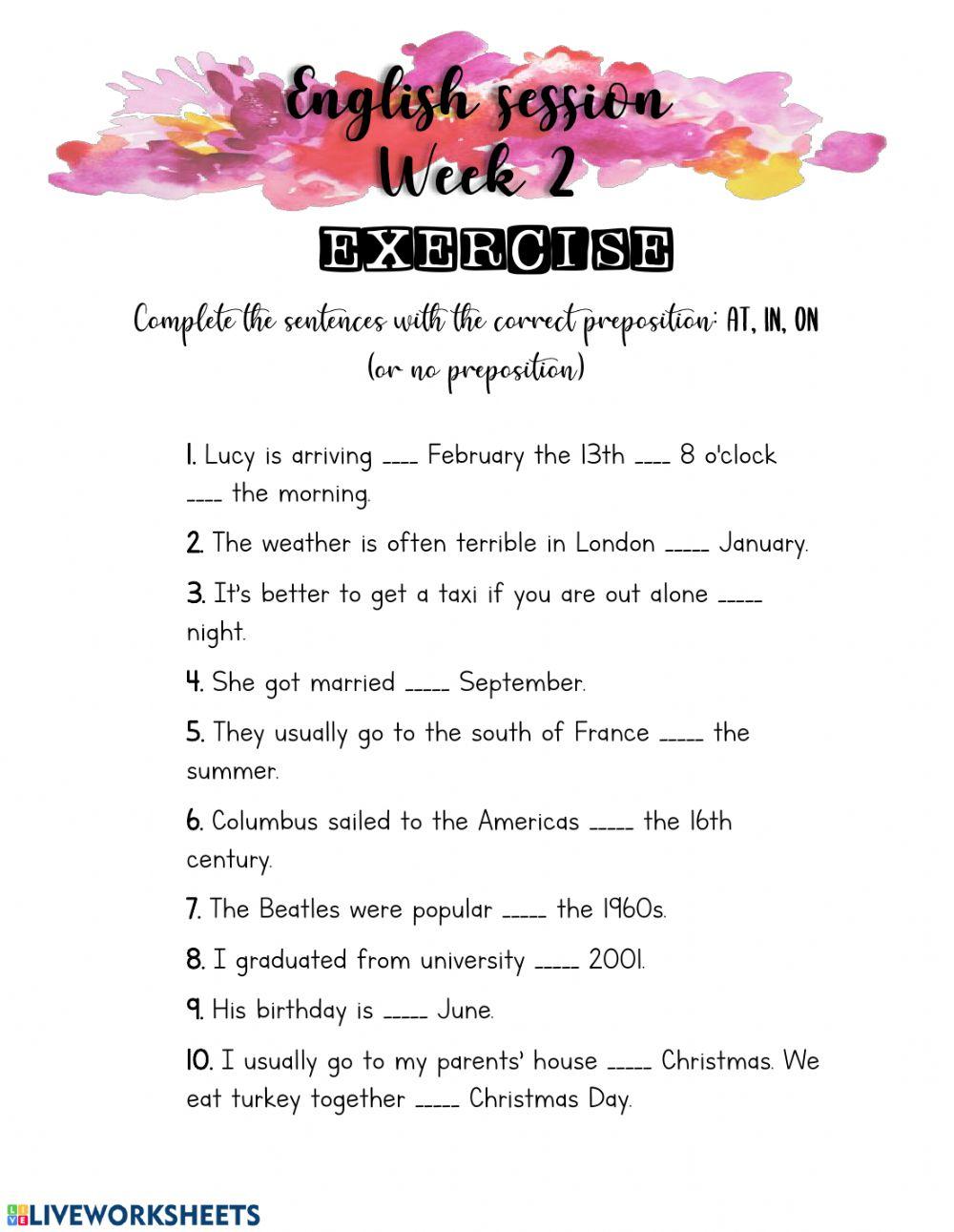 Prepositions of time