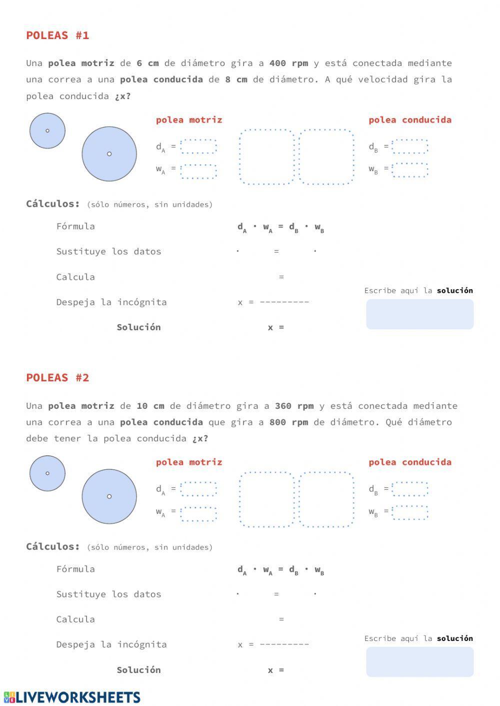 Sistemas de poleas. Problemas 1-2