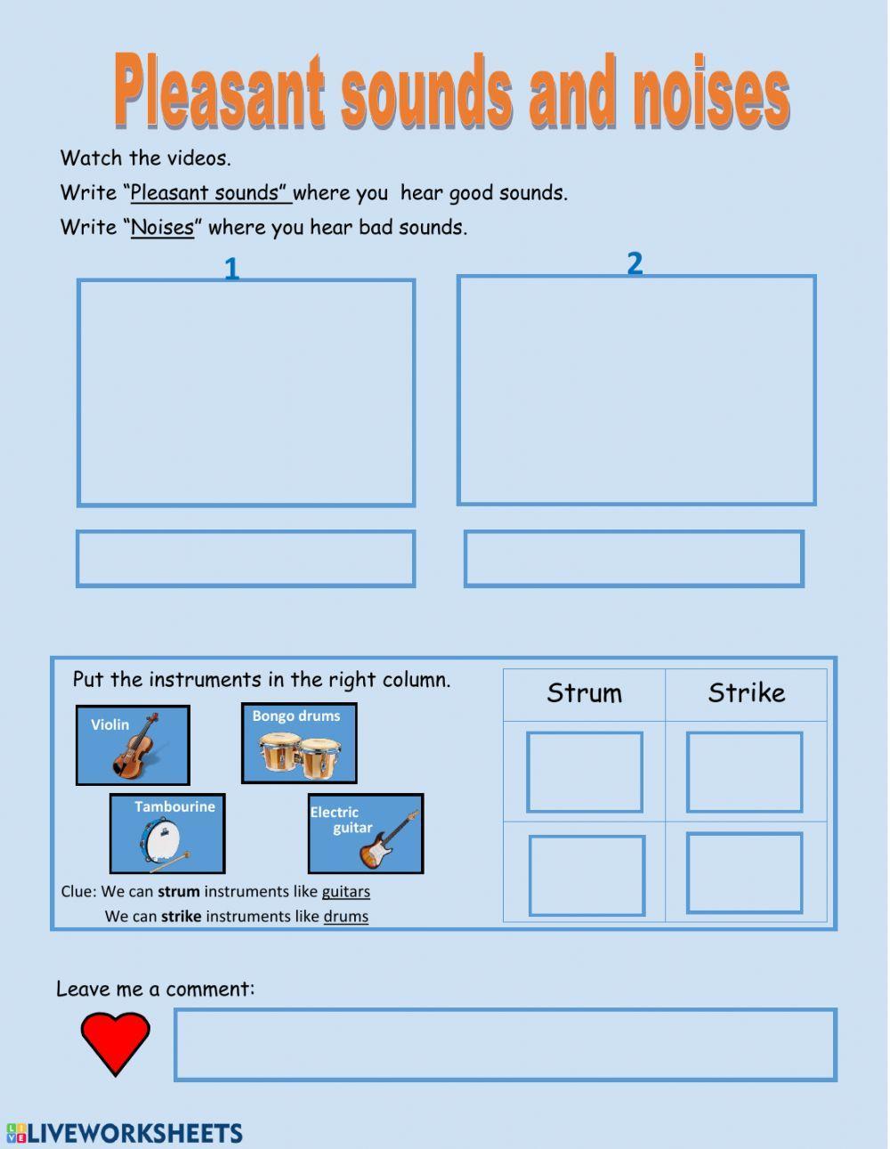 Pleasant sounds and noises