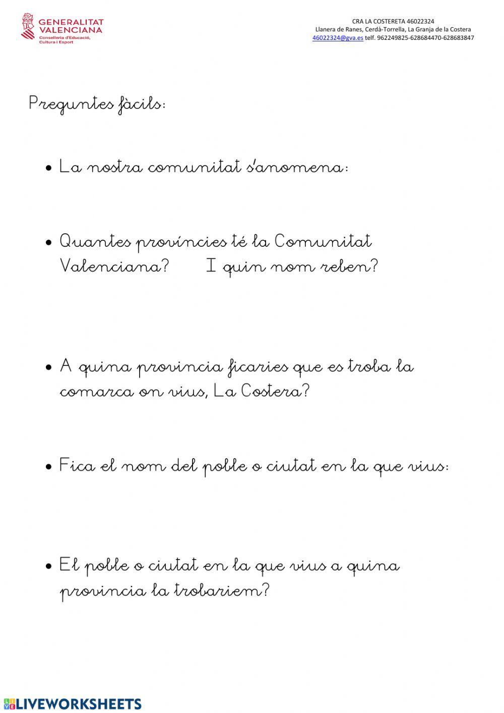 Provincies de la Comunitat Valenciana