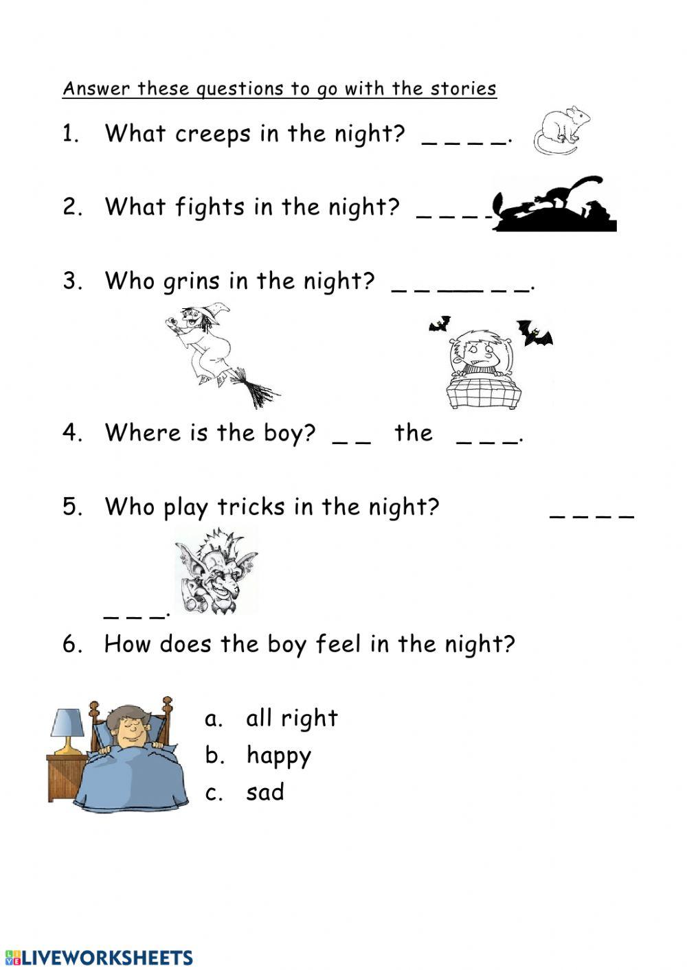 In the Night - Worksheet 2