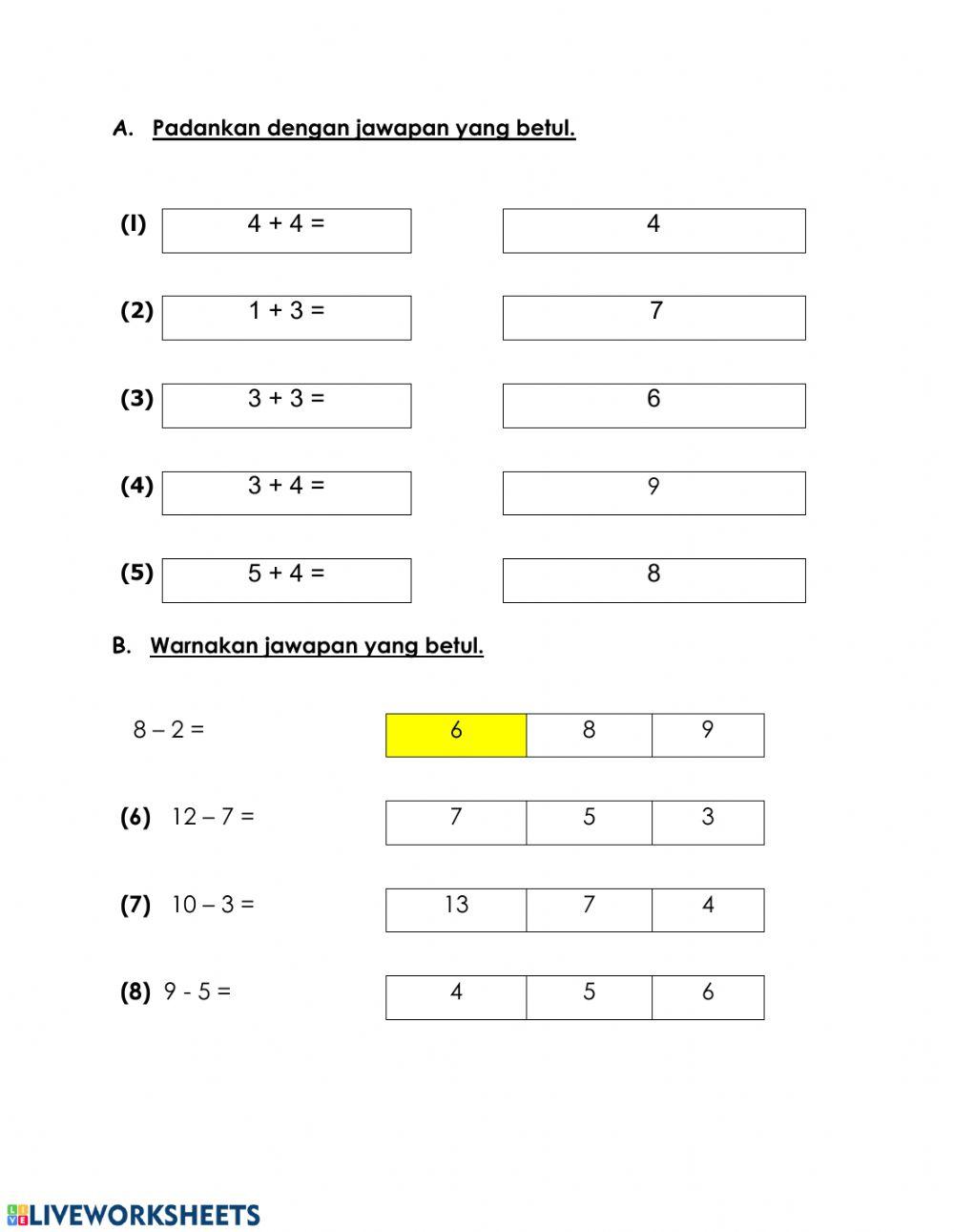 Fakta asas tambah dan tolak lingkungan 15