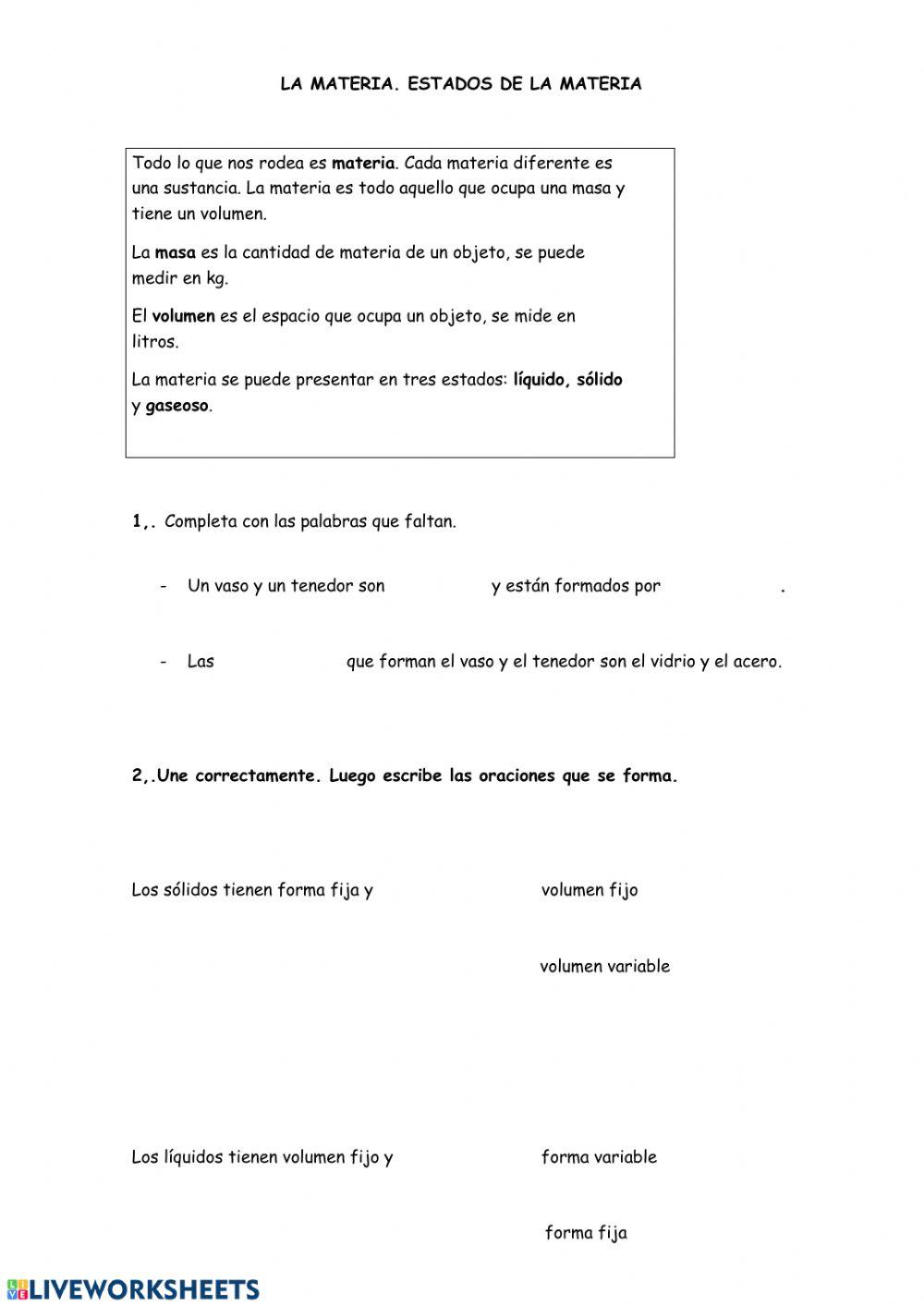 La materia. Estados