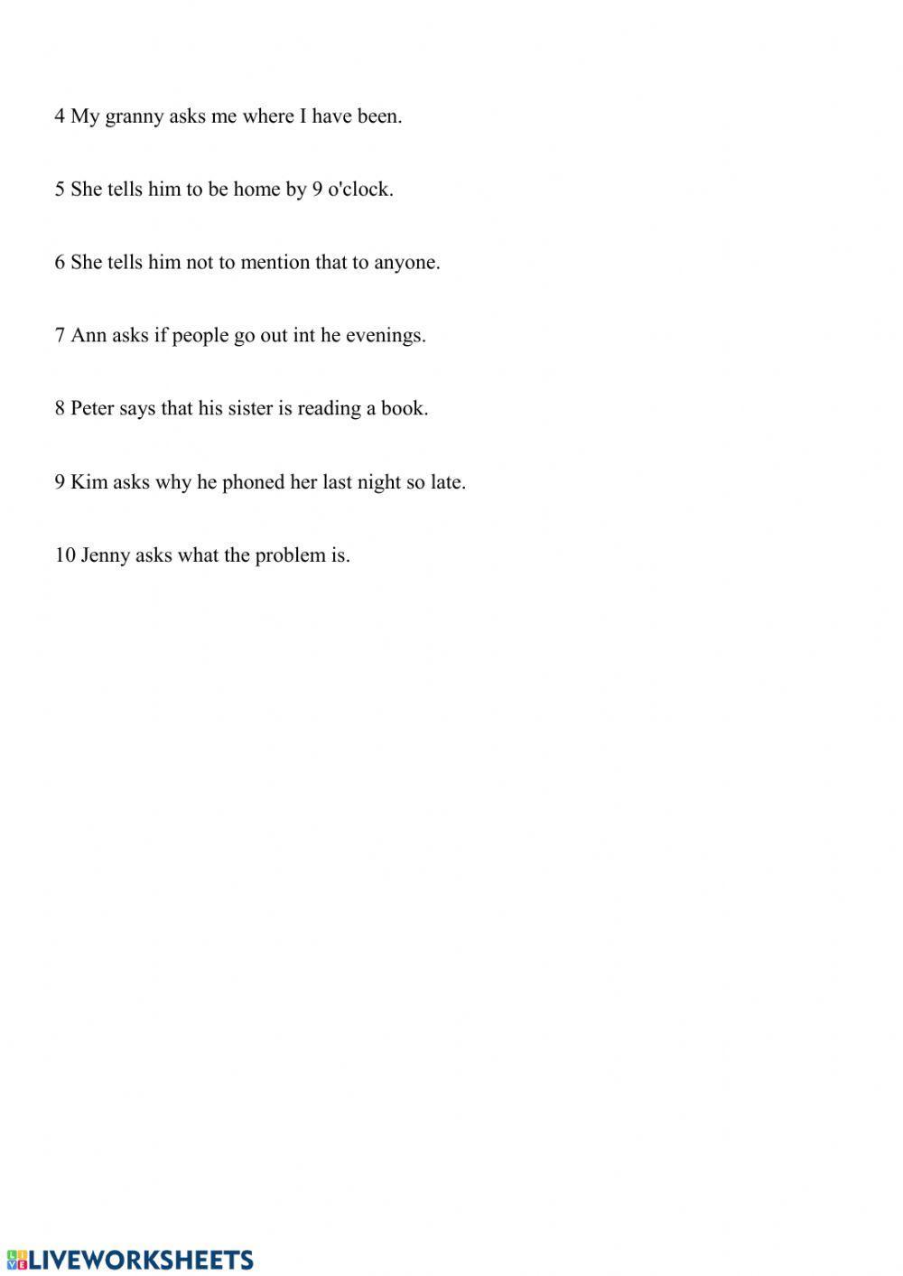 Reported Speech in present