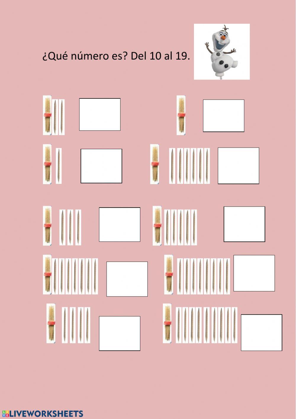Numeración del 10 al 19