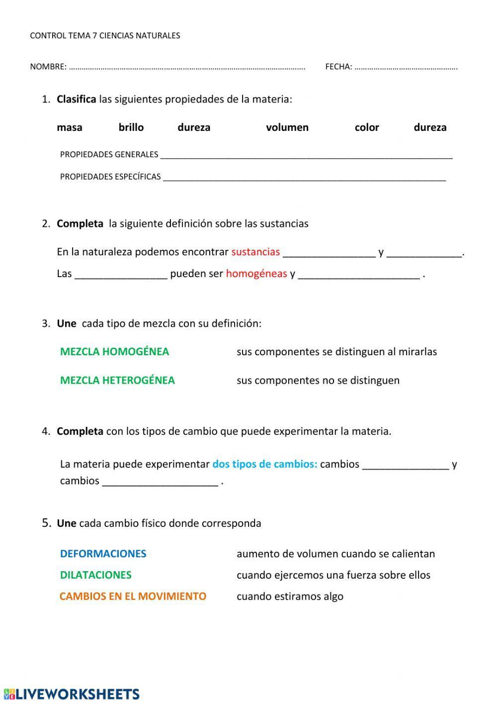 Control la materia y sus cambios