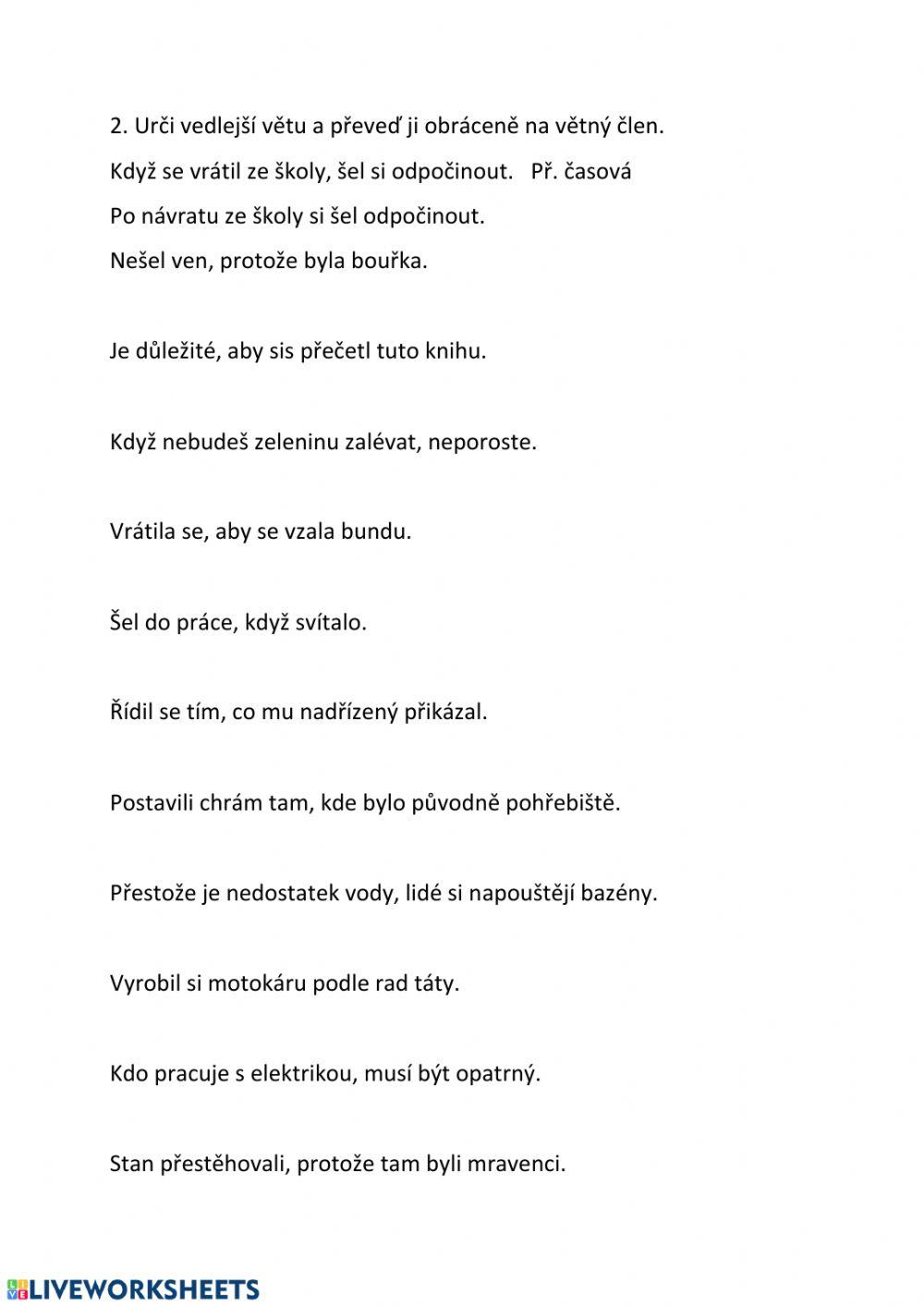 Převádění větných členů 3