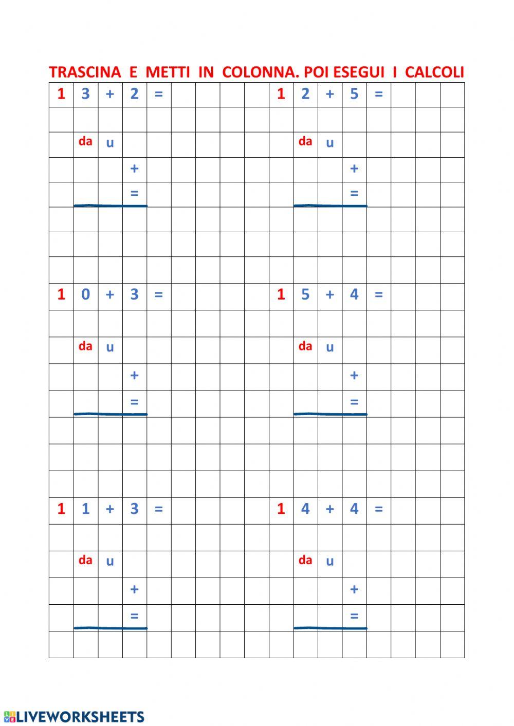 Addizioni in colonna
